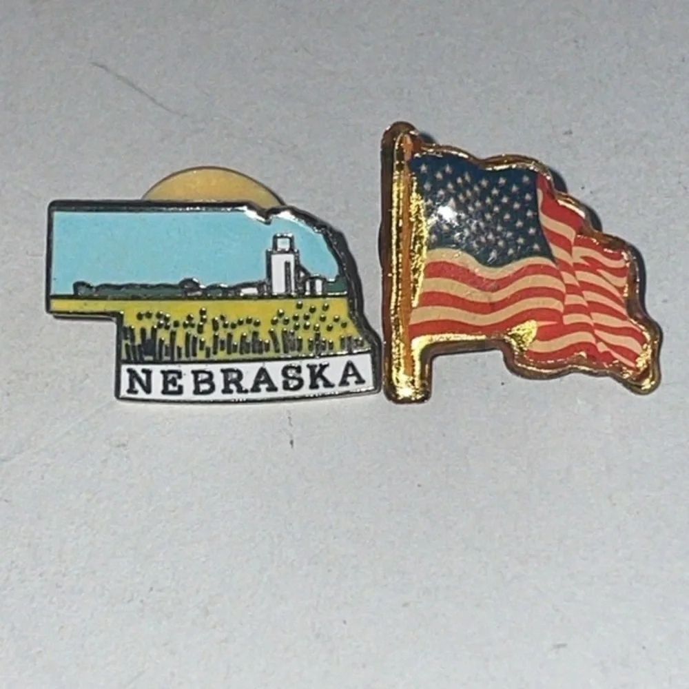 Nebraska State Cornfield Pin American Flag Pins